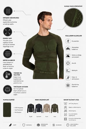 Oil Company Haki Unisex Termal İçlik Üst Seamless III. Seviye Pro