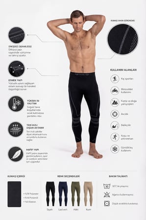 Oil Company Siyah Unisex Termal İçlik Alt Seamless III. Seviye Pro