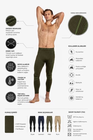 Oil Company Haki Unisex Termal İçlik Alt Seamless III. Seviye Pro