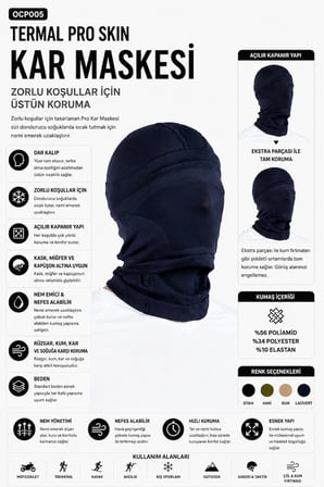 Oil Company Termal Pro Skin Lacivert Balaklava Unisex