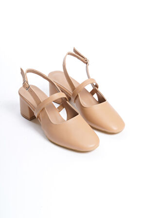 Kadın Arkası Açık Kemer Toka Detaylı Rahat 5 cm Klasik Topuklu Ayakkabı DRK020