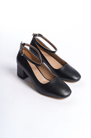 Kadın Bilekten Bağlamalı Kemerli Şık Rahat Klasik 5 cm Topuklu Ayakkabı DRK021