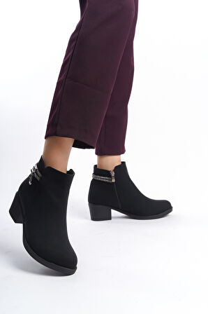 Kadın Tokalı Fermuarlı Rahat Bot Kaymaz Taban PTK013