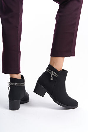 Kadın Tokalı Fermuarlı Rahat Bot Kaymaz Taban PTK013