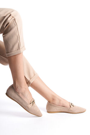 Kadın Günlük Rahat Tokalı Triko Casual Klasik Ayakkabı Babet B10