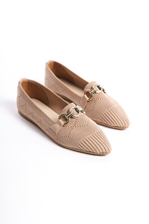 Kadın Günlük Rahat Tokalı Triko Casual Klasik Ayakkabı Babet B10