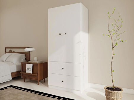 2 Kapaklı 2 çekmeceli Gardırop