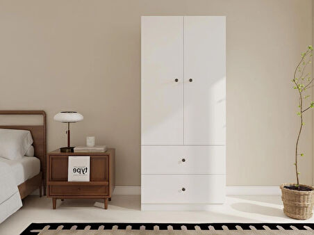 2 Kapaklı 2 çekmeceli Gardırop