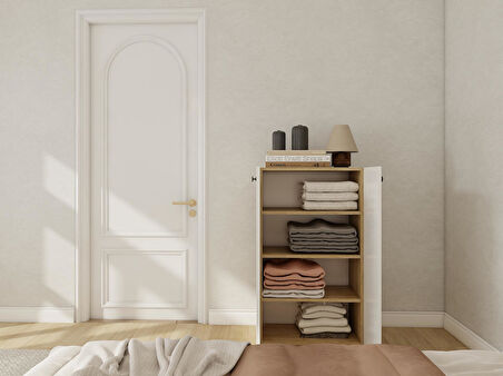 2 Kapaklı Çok Amaçlı Dolap Lefkas Meşe