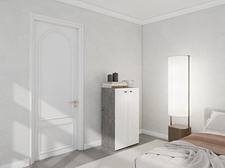 2 Kapaklı Çok Amaçlı Dolap Hanoi Beyaz