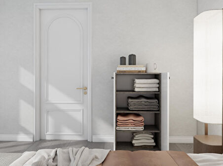 2 Kapaklı Çok Amaçlı Dolap Hanoi Beyaz