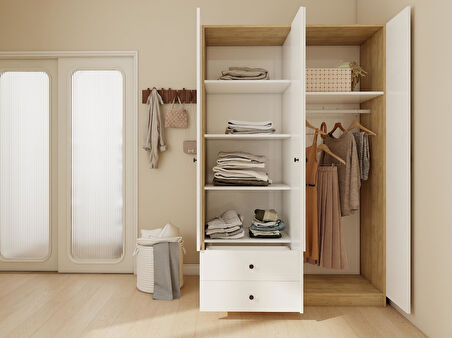 4 Kapaklı 2 Çekmeceli Gardırop Lefkasmeşe-Byz