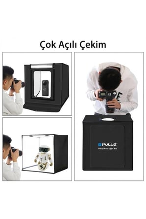 Pro 60x60 cm Profesyonel LED Işıklı Ürün Fotoğraf Çekim Çadırı (3 Fonlu Stüdyo Seti)