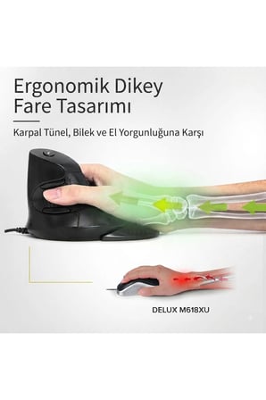 Delux M618GX Ergonomik Dikey 6 Tuşlu Kablosuz Optik Mouse