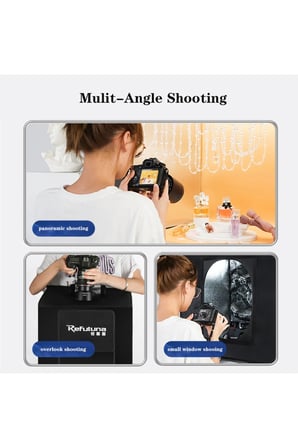 Pro 80x80 cm Profesyonel Stüdyo LED Işıklı Ürün Fotoğraf Çekim Çadırı (3 Fonlu Büyük Boy Stüdyo Seti)