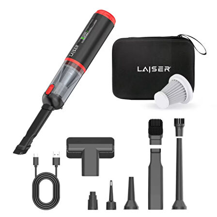 Laiser Kompakt LED Ekranlı 17.000 PA 3ın1 Çekme-Vakum-Üfleme Özellikli Şarjlı Araç Süpürgesi