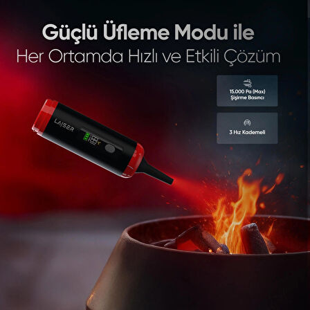 Laiser Kompakt LED Ekranlı 17.000 PA 3ın1 Çekme-Vakum-Üfleme Özellikli Şarjlı Araç Süpürgesi