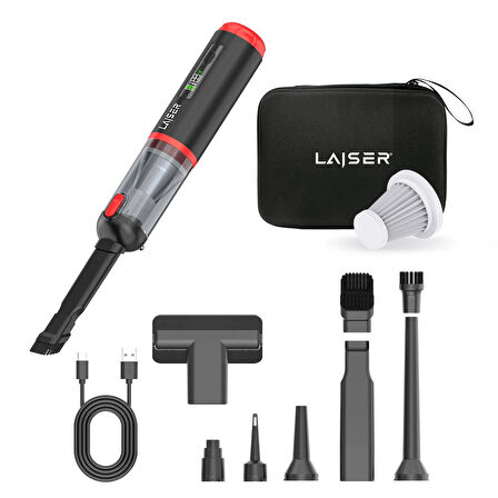 Laiser Kompakt LED Ekranlı 17.000 PA 3ın1 Çekme-Vakum-Üfleme Özellikli Şarjlı Araç Süpürgesi