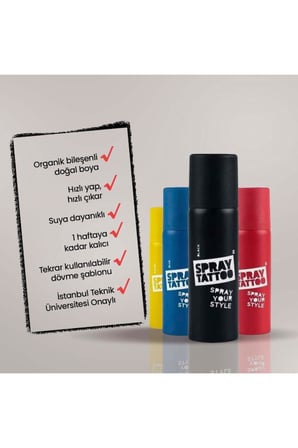 One Spray Tattoo Ephesus Pack Dövme Şablon Seti ve Siyah Sprey
