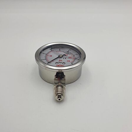 Ø 63 - 0 - 16 BAR 1/4 ALTTAN ÇIKIŞLI GLİSERİNLİ MANOMETRE