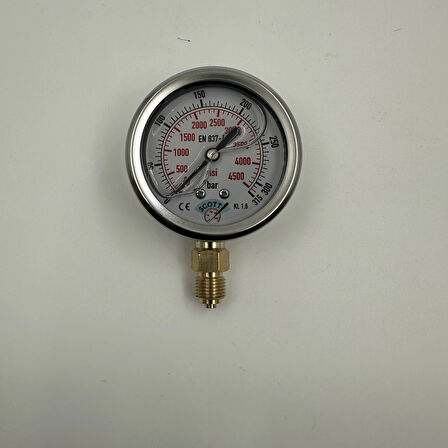 Manometre Gliserinli Alttan Çıkışlı Q63 - 0 - 315 Bar 1/4