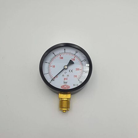 Ø 100 - 0 - 16 BAR 1/4 ALTTAN ÇIKIŞLI KURU TİP MANOMETRE