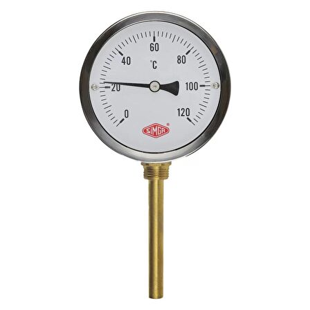 Ø 100 - 0 - 160°C 1/2 15 CM ALTTAN ÇIKIŞLI TERMOMETRE