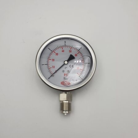 Ø 100 - 0 - 6 BAR 1/2 GLİSERİNLİ ALTTAN ÇIKIŞLI MANOMETRE