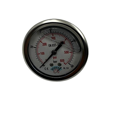 Ø 63 -0 - 40 BAR 1/4 GLİSERİNLİ ARKA ÇIKIŞLI MANOMETRE