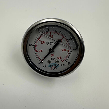 Ø 63 -0 - 40 BAR 1/4 GLİSERİNLİ ARKA ÇIKIŞLI MANOMETRE