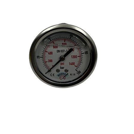 Ø 63 -0 - 100 BAR 1/4 GLİSERİNLİ ARKA ÇIKIŞLI MANOMETRE