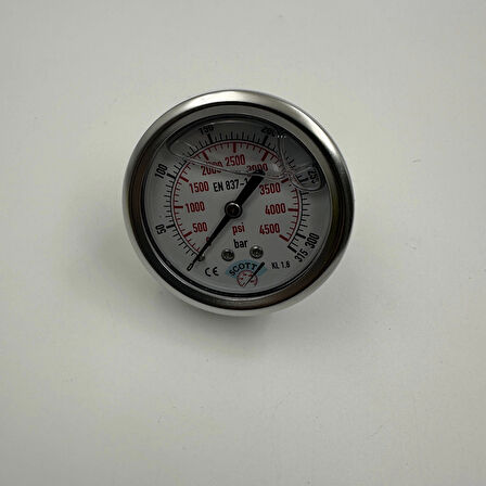 Ø 63 -0 - 315 BAR 1/4 GLİSERİNLİ ARKA ÇIKIŞLI MANOMETRE