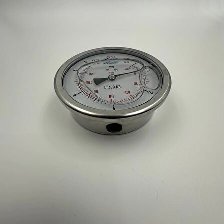 Ø 100 - 1 + 9 BAR 1/2 GLİSERİNLİ ALTTAN ÇIKIŞLI MANOMETRE