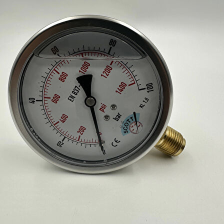 Ø 100 - 0 - 100 BAR 1/2 GLİSERİNLİ ALTTAN ÇIKIŞLI MANOMETRE