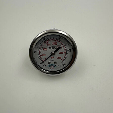 Ø 63 - 0 - 250 BAR 1/4 GLİSERİNLİ PANO TİPİ MANOMETRE