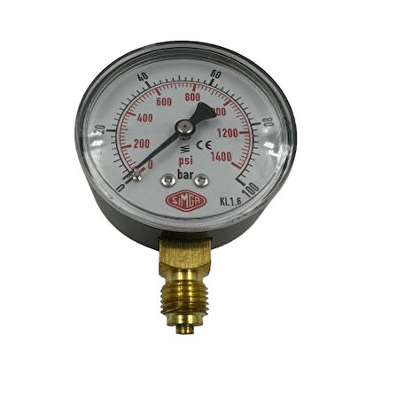 Q 63 - 0 - 100 BAR 1/4 ALTTAN ÇIKIŞLI KURU TİP MANOMETRE