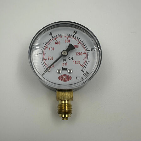 Q 63 - 0 - 100 BAR 1/4 ALTTAN ÇIKIŞLI KURU TİP MANOMETRE