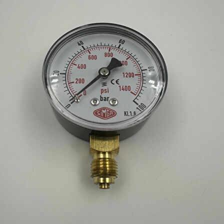 Q 63 - 0 - 100 BAR 1/4 ALTTAN ÇIKIŞLI KURU TİP MANOMETRE