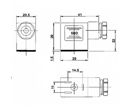 Pnömatik Valf Ventil Ledli Dar Soket 11mm 24 Ac/Dc