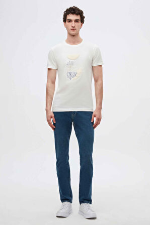 Twn Slim Fit Beyaz Nakışlı T-Shirt 2EC1454060070