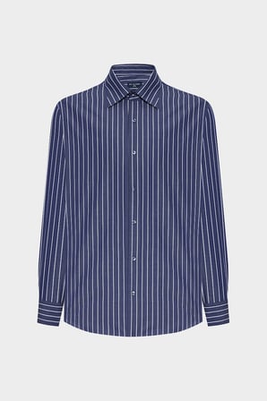 Ds Damat Slim Fit İndigo Çizgili Gömlek
