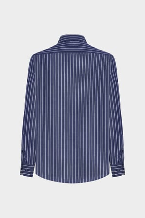 Ds Damat Slim Fit İndigo Çizgili Gömlek