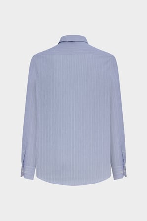 Ds Damat Slim Fit Saks Mavi Çizgili Gömlek