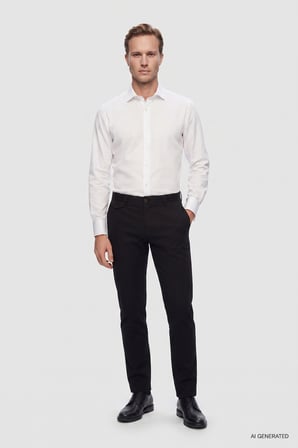 Ds Damat Slim Fit Beyaz Düz Gömlek