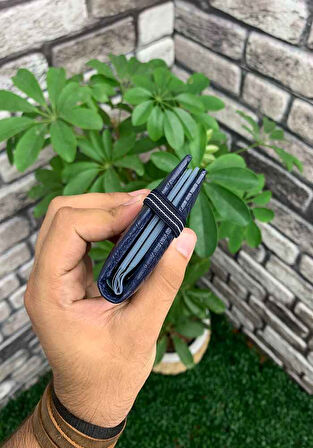 Guard Lacivert Croco Desenli Hakiki Deri Lastikli Spor Kartlık Erkek P1041