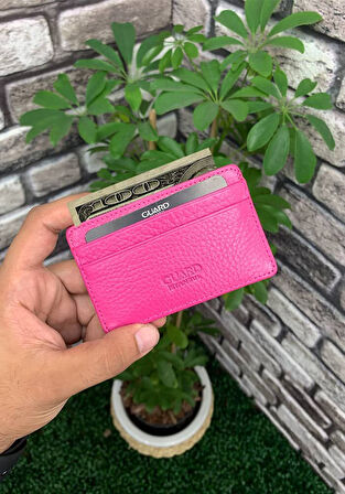 Guard Ultra İnce Fuşya Minimal Hakiki Deri Kartlık Erkek / Kadın P5150