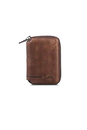 Guard Fermuarlı Antik Kahve Hakiki Deri Mini Erkek Cüzdan P796