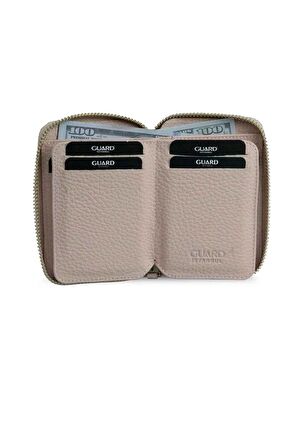 Guard Fermuarlı Pudra Hakiki Deri Mini Erkek Cüzdan P796