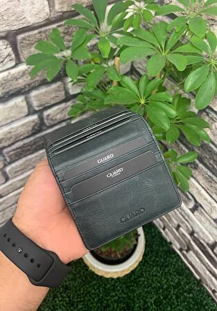 Guard Antik Siyah Patlı Tasarım Hakiki Deri Kartlık Erkek / Kadın P5239