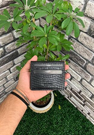 Guard Antik Siyah Patlı Tasarım Hakiki Deri Kartlık Erkek / Kadın P5239